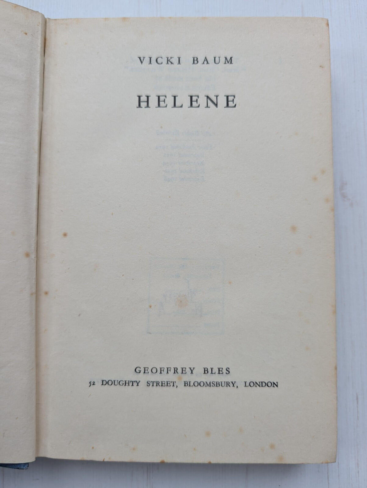 Helene by Vicki Baum - 1948 - Geoffrey Bles