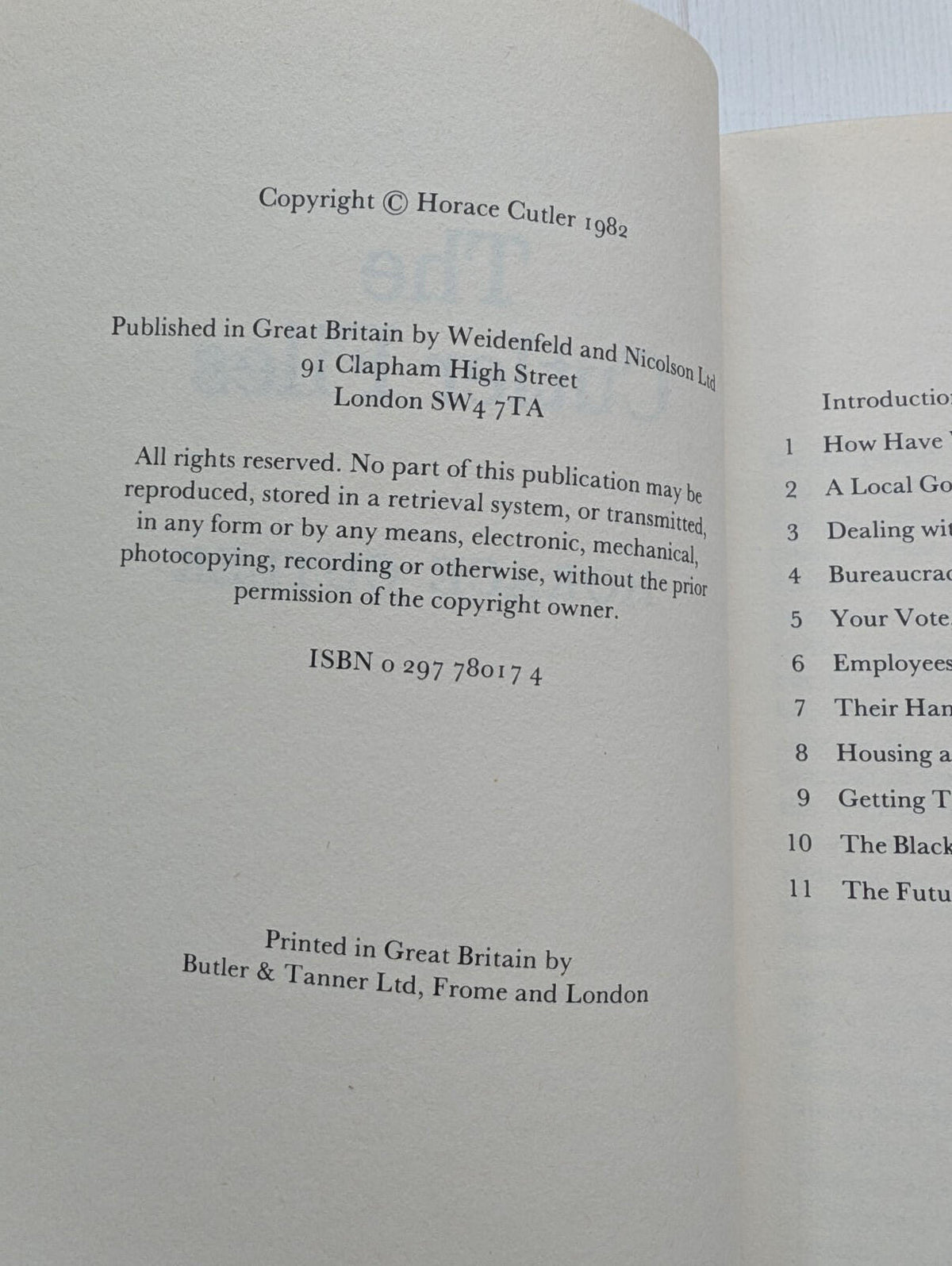 The Cutler Files by Horace Cutler - 1982 - Weidenfeld and Nicolson Ltd