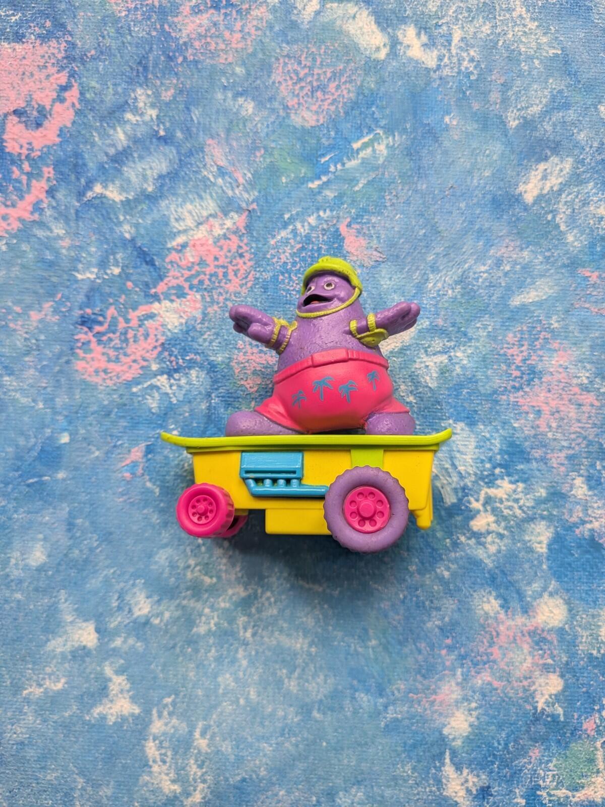 Vintage Grimace on Skateboard Rev-Ups Happy Meal Toy - 1992 - McDonalds