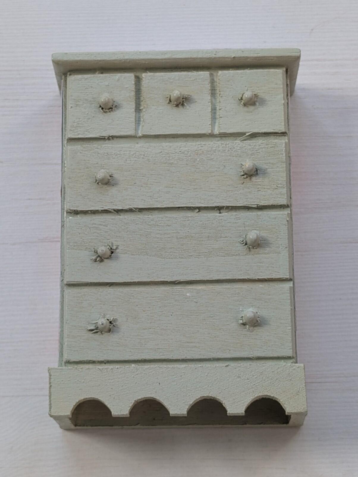 Dolls House Wooden Bedroom Table and Drawers Set - Unbranded