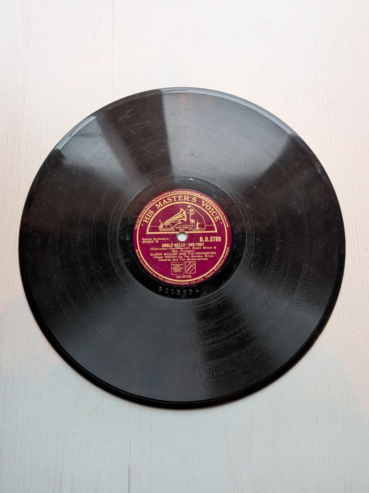 Glenn Miller And His Orchestra - Jingle Bells/American Patrol Shellac Record