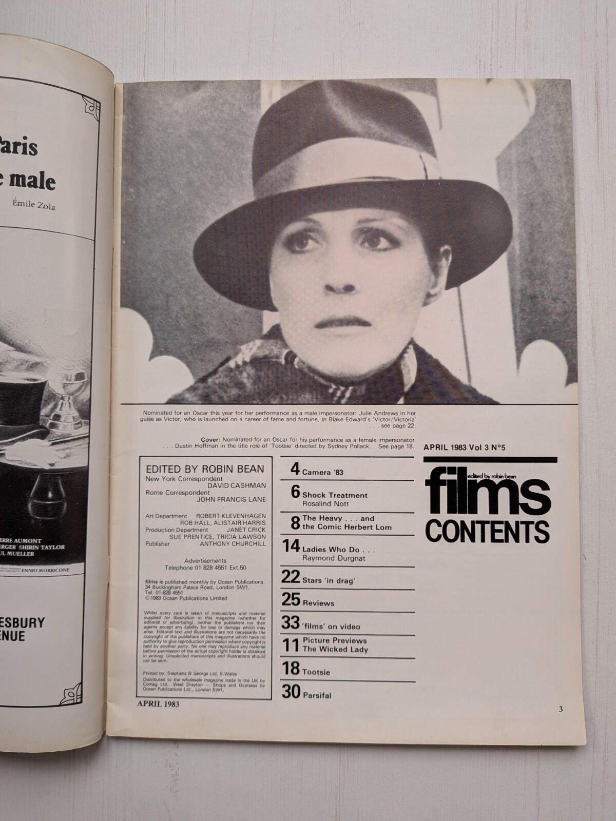 Films on Screen and Video Vol. 3 No. 5 April 1983 - Dustin Hoffman Tootsie Cover