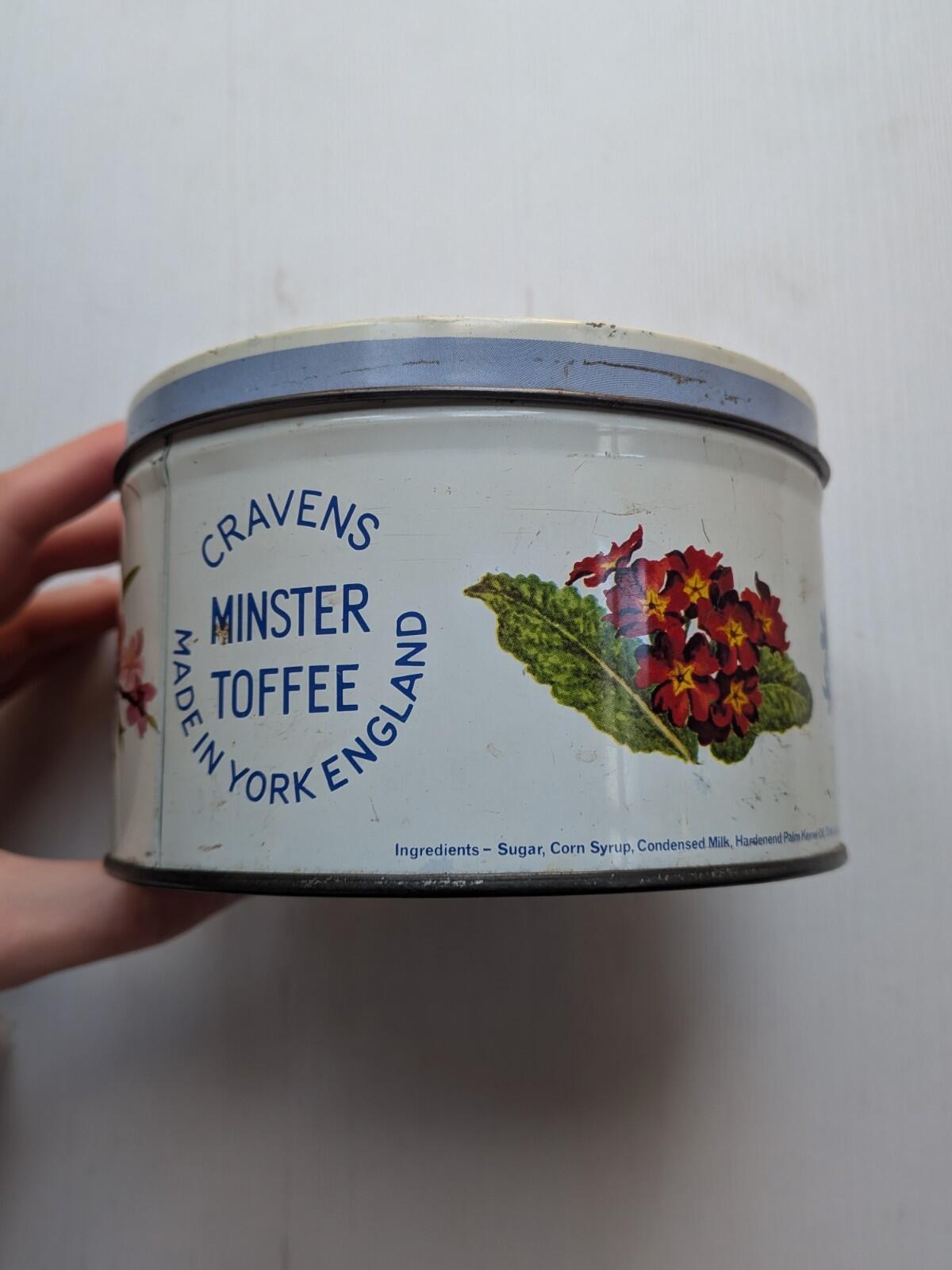 Vintage Cravens Minster Toffee Floral Tin (Empty) - 1980s Approx