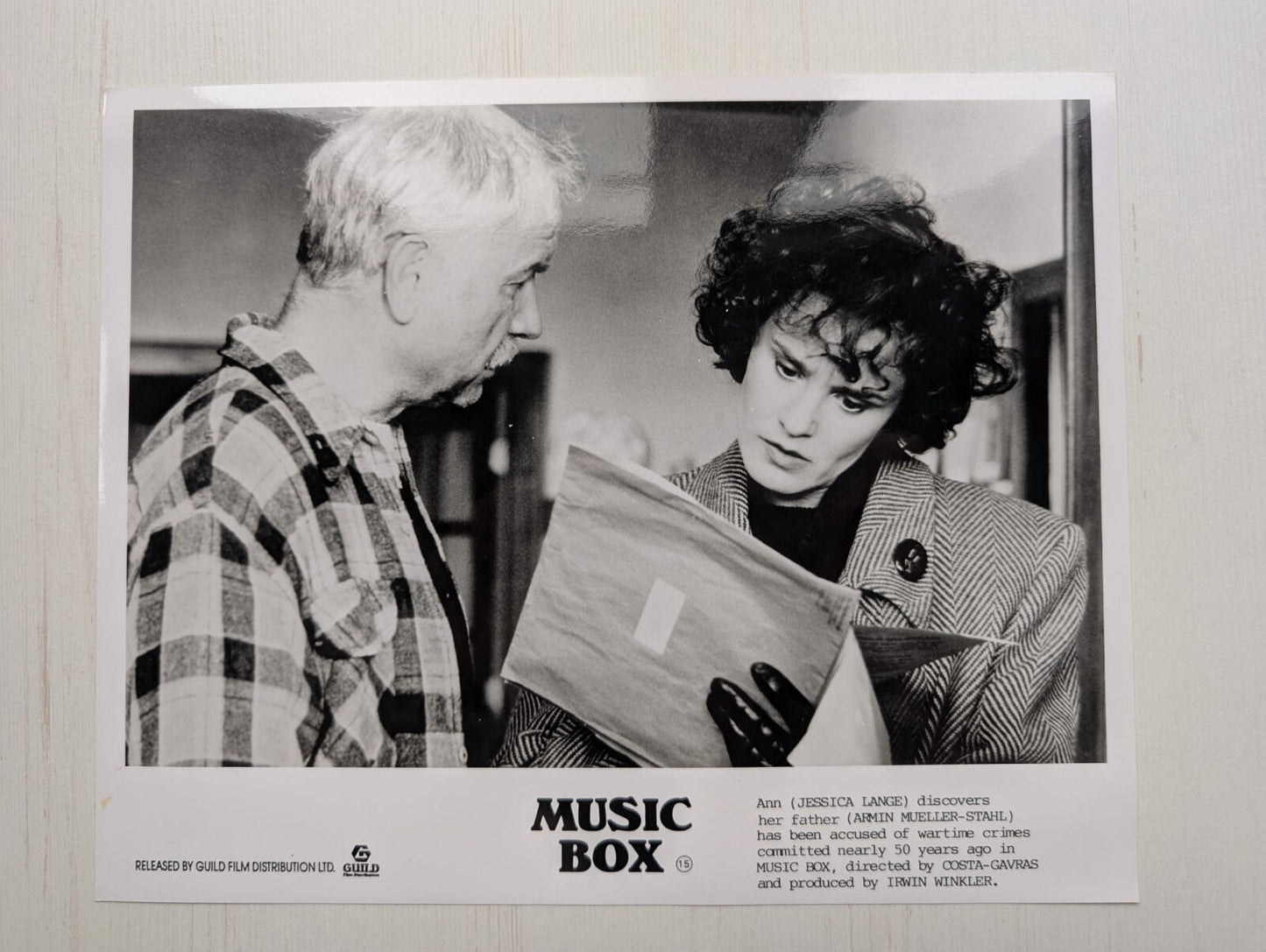 Music Box 1989 Jessica Lange Movie Press Kit Synopsis/Cast List + x3 Lobby Cards