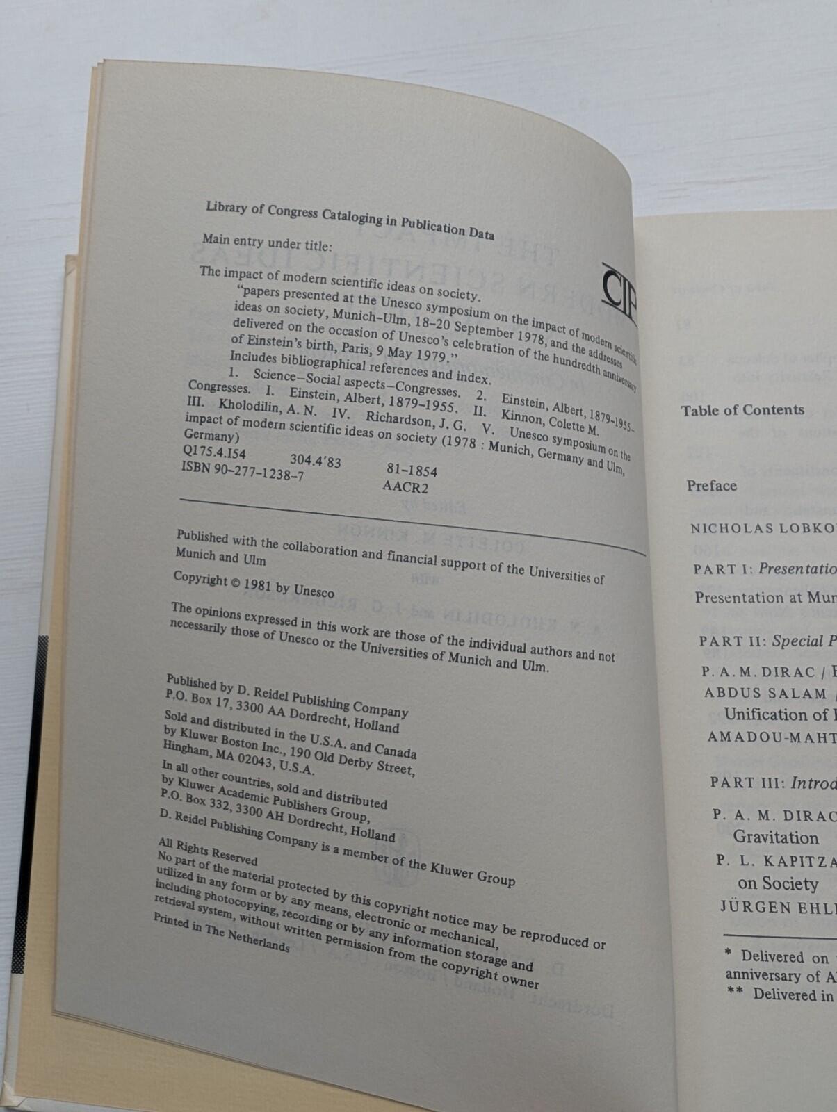 The Impact of Modern Scientific Ideas on Society - 1981 - D. Reidel Publishing