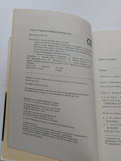 The Impact of Modern Scientific Ideas on Society - 1981 - D. Reidel Publishing