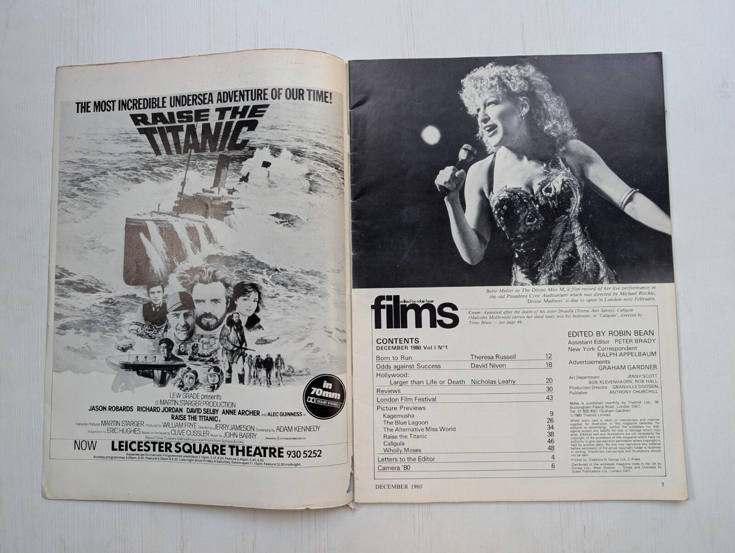 Films Vol. 1 No. 1 December 1980 - Caligula Malcolm McDowell Cover, Thelmill Ltd