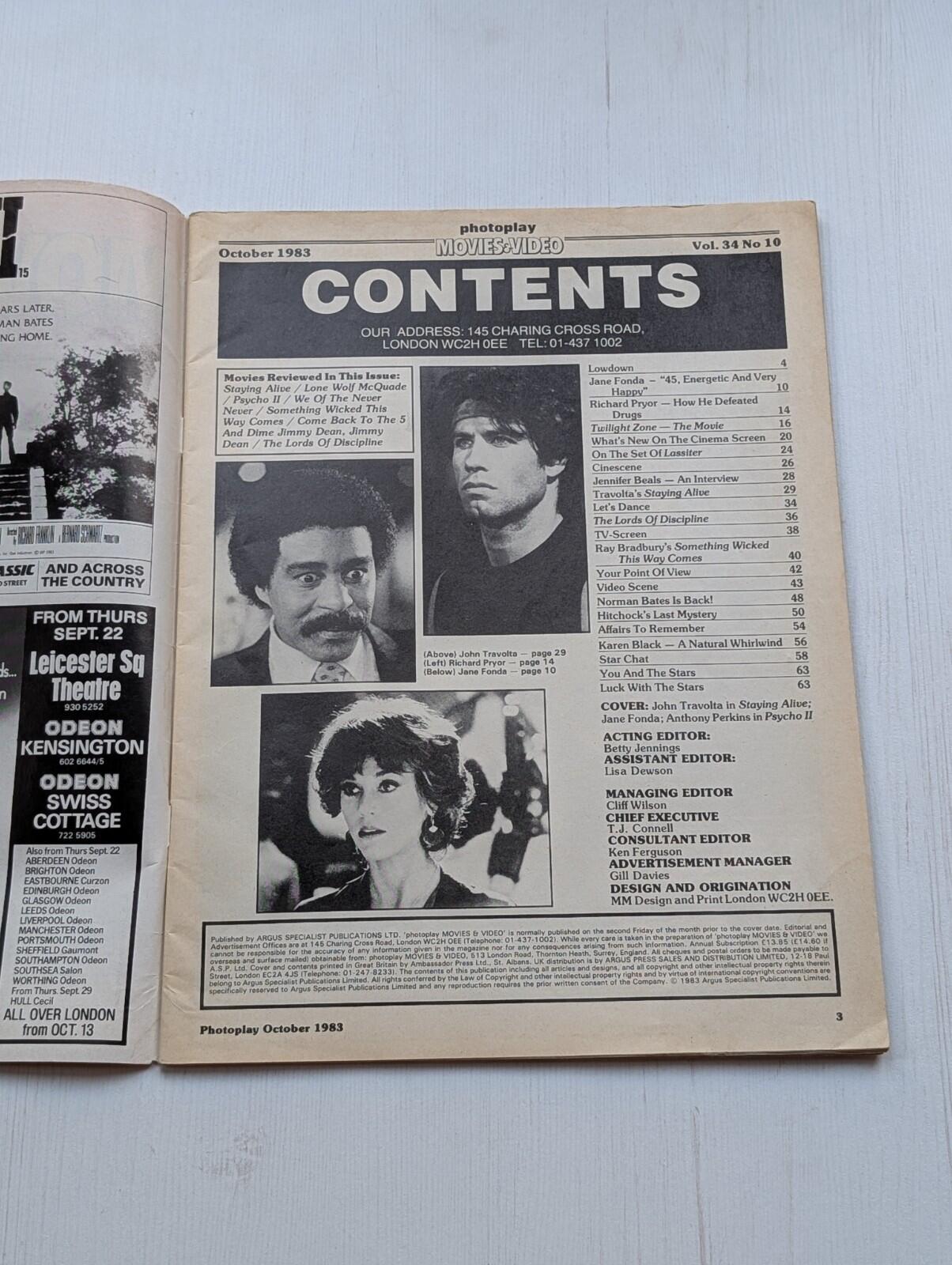Photoplay Movies & Video Vol. 34 No. 10 - October 1983 - John Travolta Cover