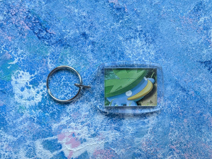 Hand-Crafted Lotad Keyring - Made From Recycled Pokemon Cards