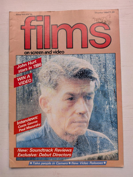 Films on Screen and Video Vol. 4 No. 10 October 1984 - John Hurt 1984 Cover