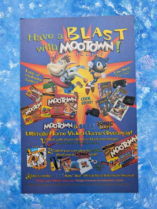 Sonic The Hedgehog Mootown Snacks 1996 Advertisement - See Details