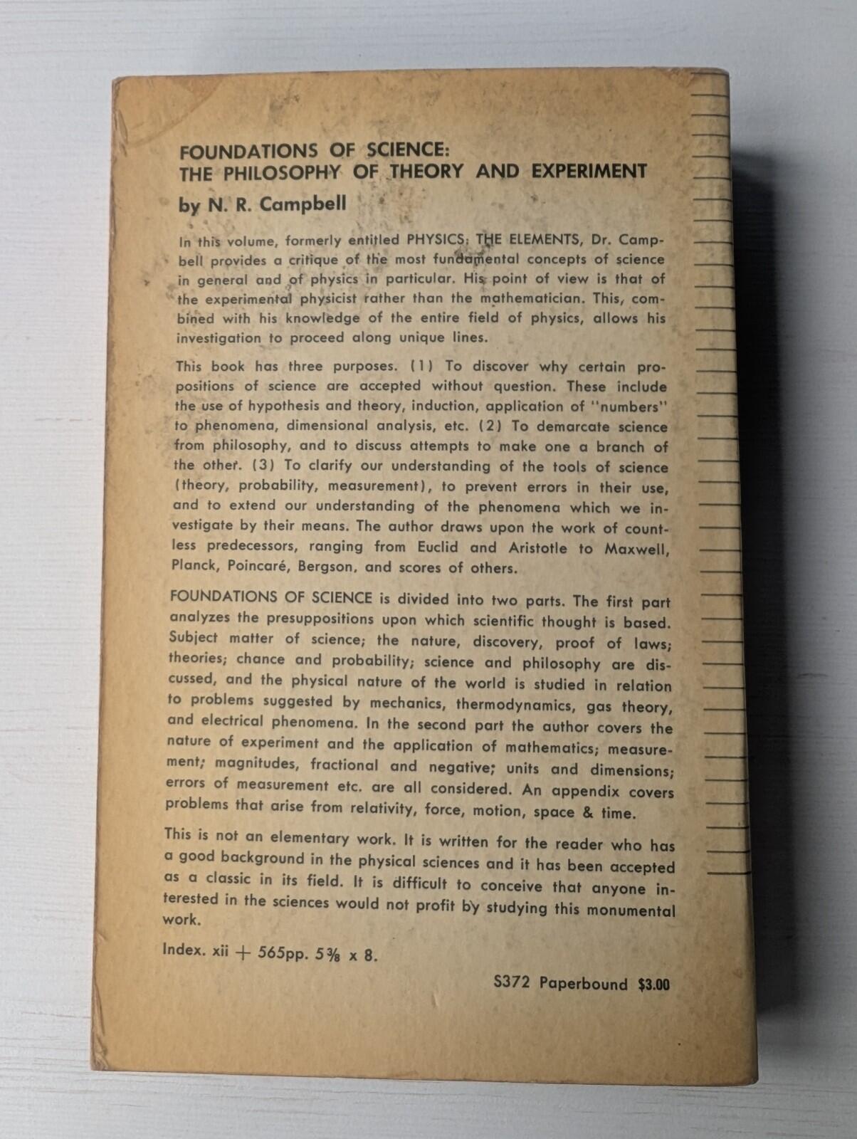 Foundations of Science: The Philosophy of Theory and Experiment - 1957