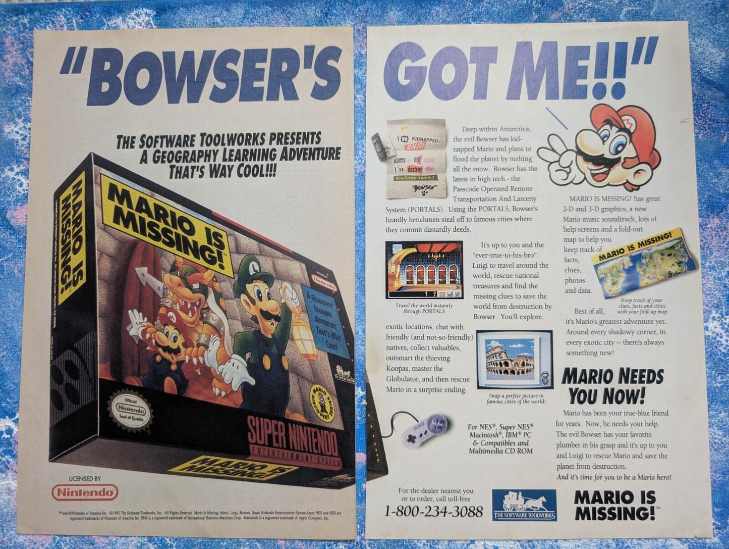 Mario Is Missing 1993 Super Nintendo Game Advertisement - See Details