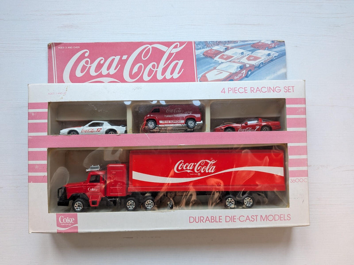 Vintage Coca-Cola Die-Cast 4-Piece Racing Set - 1979 - Hartoy