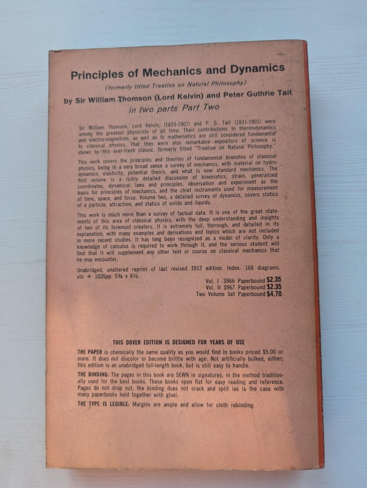 Principles of Mechanics & Dynamics Pt. 2, Sir William Thomson/Peter Guthrie Tait