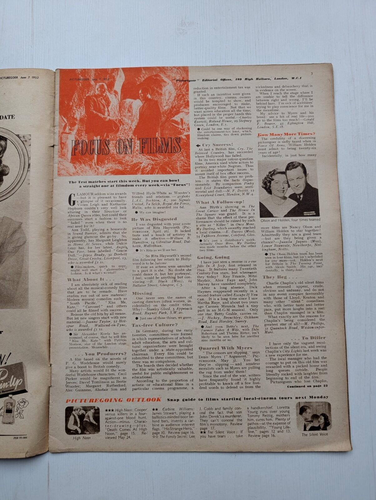 Picturegoer: The National Film Weekly June 7, 1952 - Piper Laurie Cover