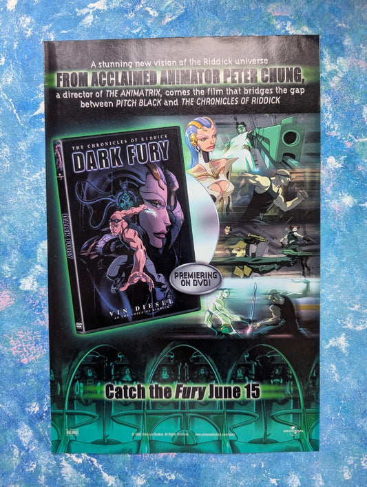 The Chronicles of Riddick Dark Fury Anime 2004 DVD Advertisement - See Details