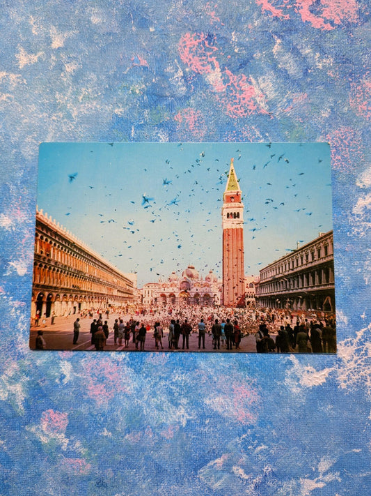 Vintage Italian Postcard - Venice, St. Marcus Square - Flight of Pigeons