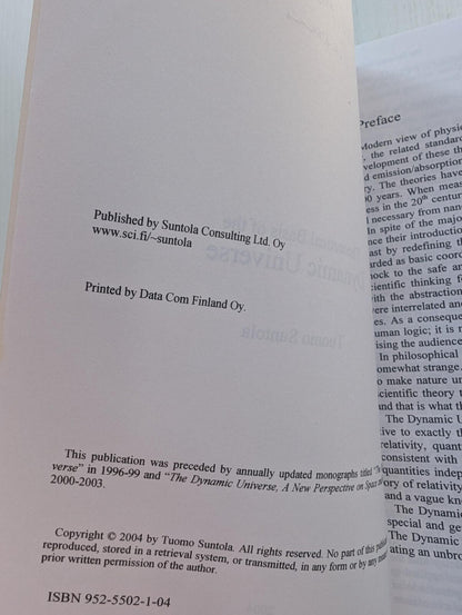 Theoretical Basis of the Dynamic Universe by Tuomo Suntola - 2004