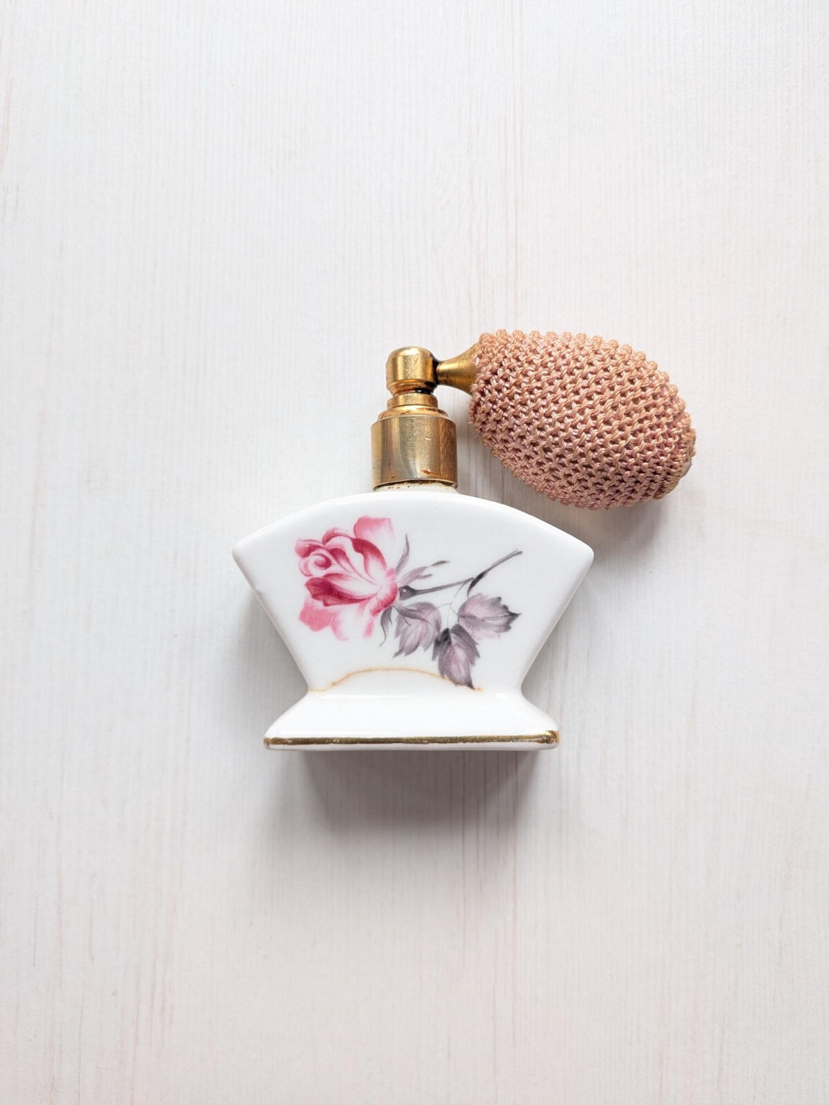 Vintage Floral Patterned Bone China Perfume Atomiser - Made In England