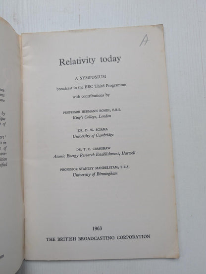 Relativity Today - BBC Symposium Broadcast - 1963