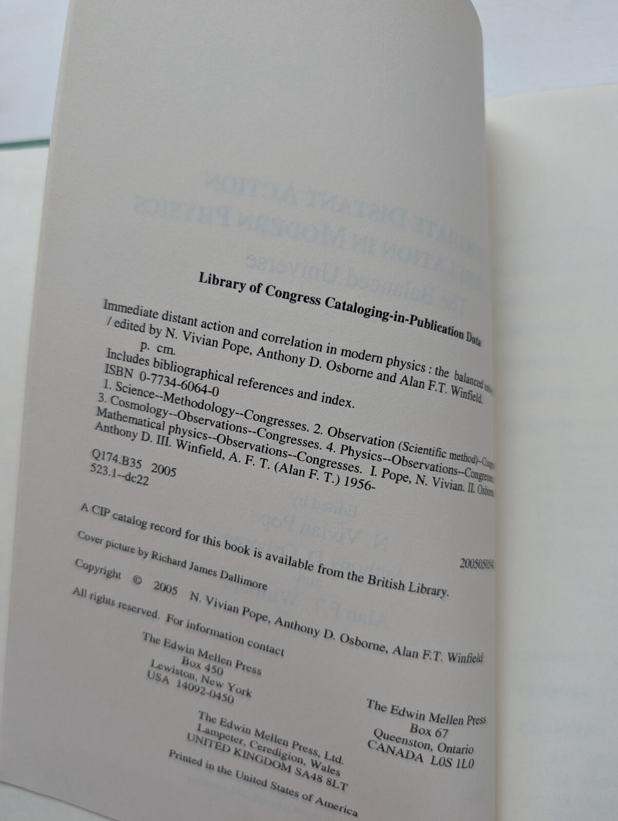 Immediate Distant Action and Correlation in Modern Physics - 2005 - Edwin Meller