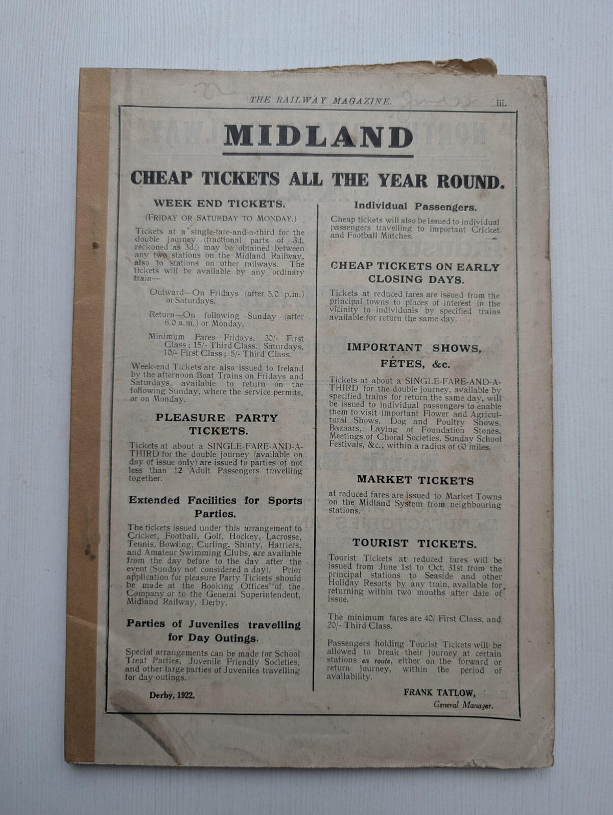 The Railway Magazine January-June 1922 - x5 Issues in Slipcase