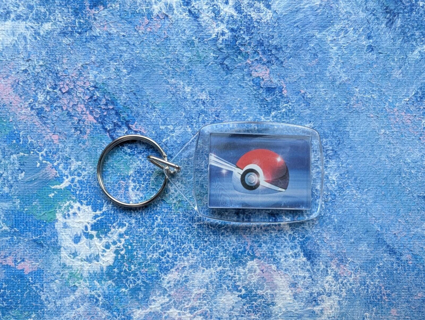 Hand-Crafted Potion/Pokeball Keyring - Made From Recycled Pokemon Card