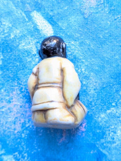 Vintage Japanese Netsuke Hotei Miniature Figurine - God of Good Fortune - 4916