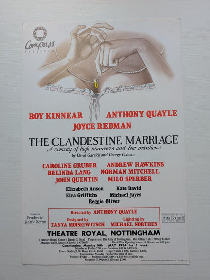The Clandestine Marriage - Theatre Royal Nottingham Poster 1984