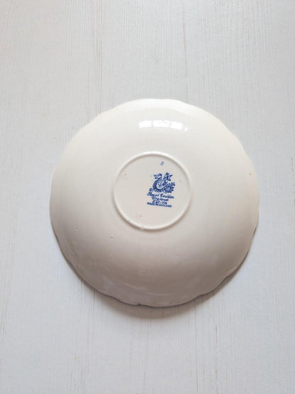 Vintage Royal Cauldon White/Blue Dragon Bowl and Saucer with Gold Rim