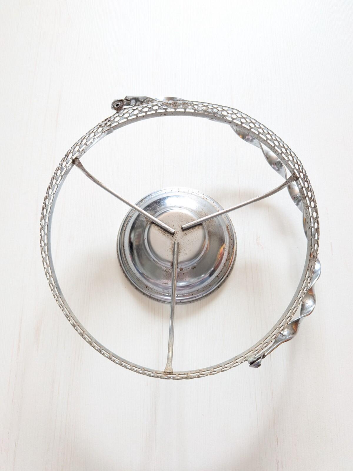 Vintage Cobalt Blue Glass Serving Bowl in Silver Metal Cradle - See Details