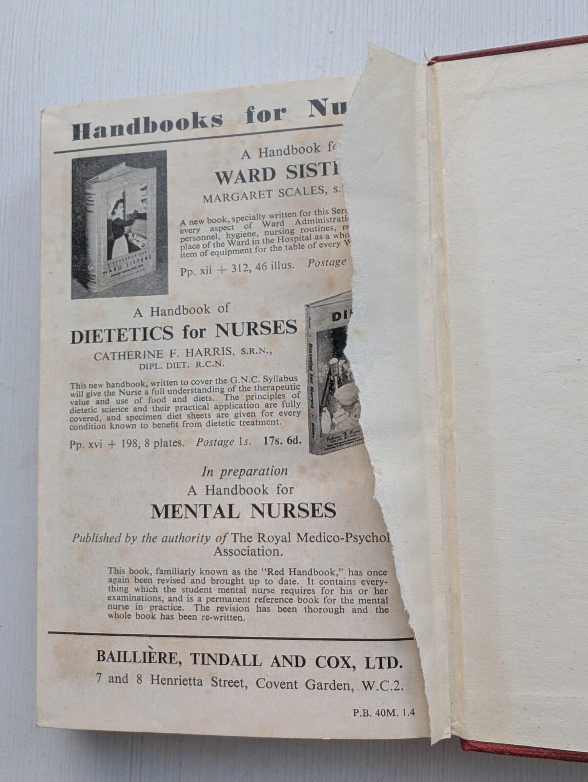 Aids To Nursing/For Nurses x4 Book Bundle - 1951-1955 - Bailliere, Tindall & Cox