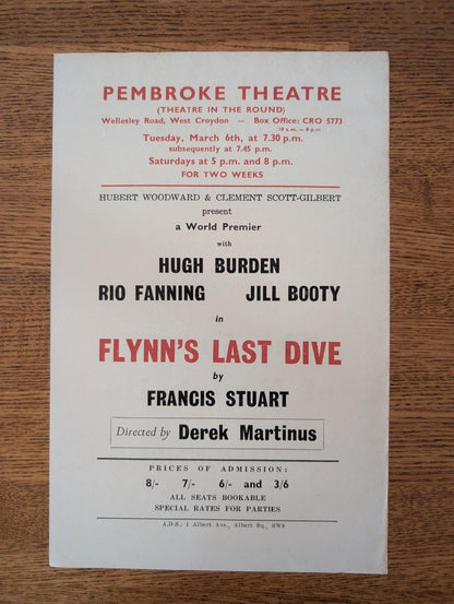 Pembroke Theatre - Flynn's Last Dive Vintage Flyer