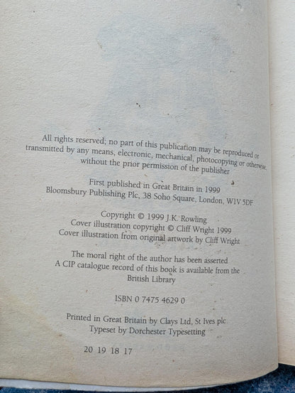 Harry Potter and The Prisoner of Azkaban - 1st Edition 17th Printing With Errors