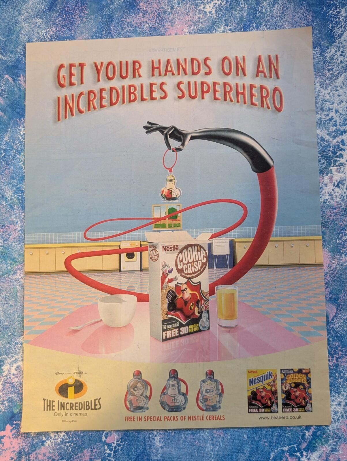 Nestle Cookie Crisp/The Incredibles Cereal Advertisement - See Details