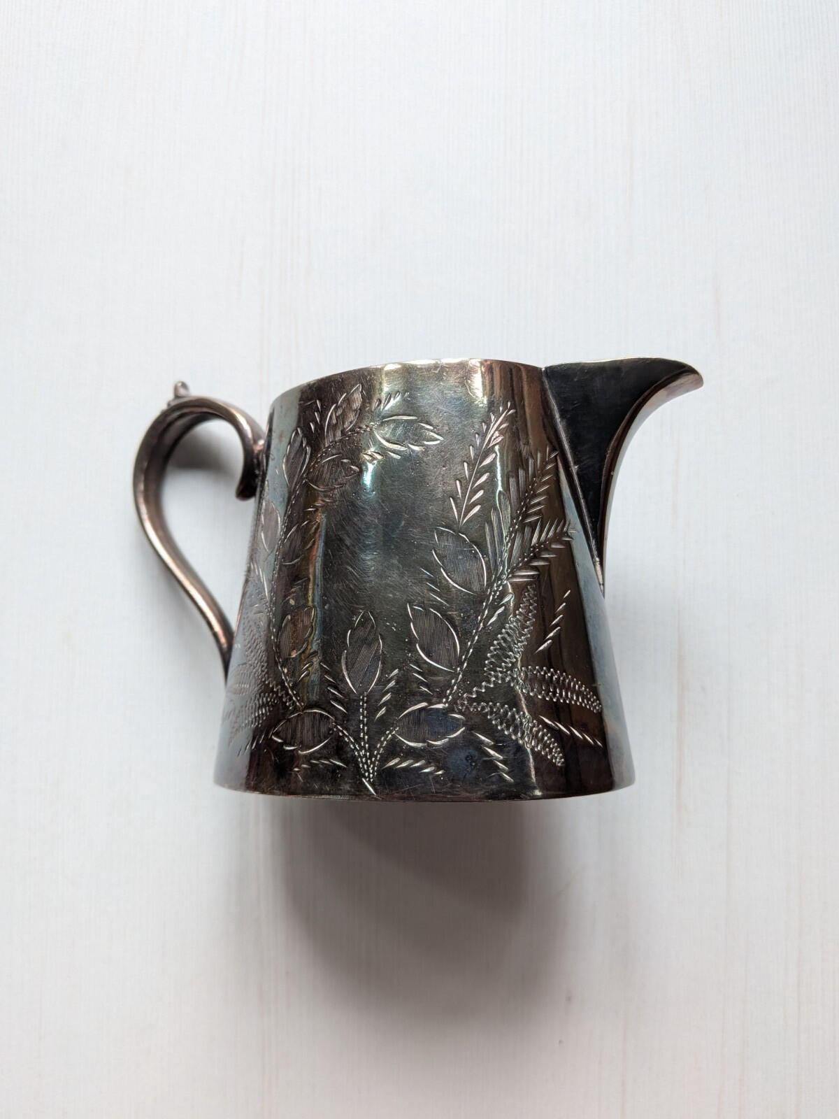 Vintage Silver-Plated Cream Pitcher/Milk Jug with Floral Design