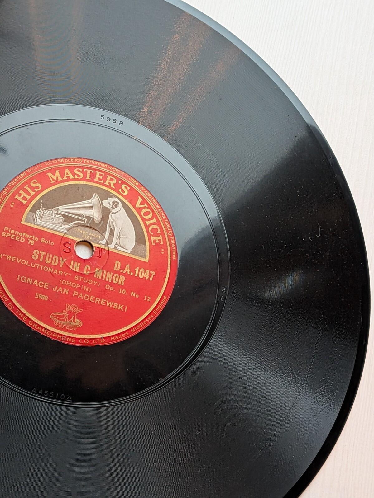 Ignace Jan Paderewski - Chopin's Study in C Minor Shellac Record - D.A. 1047
