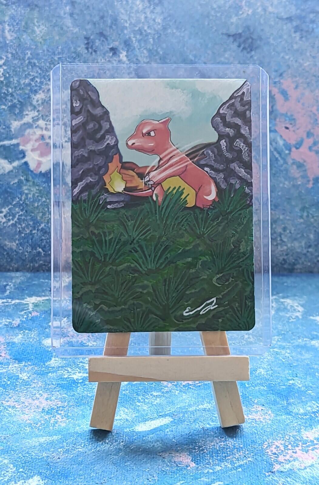 Hand-Painted XY Evolutions Charmeleon Card + Display Easel