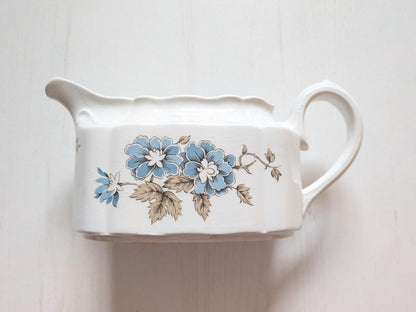 Vintage Kensington Staffordshire Ironstone Blossomtime Blue Gravy Boat/Creamer