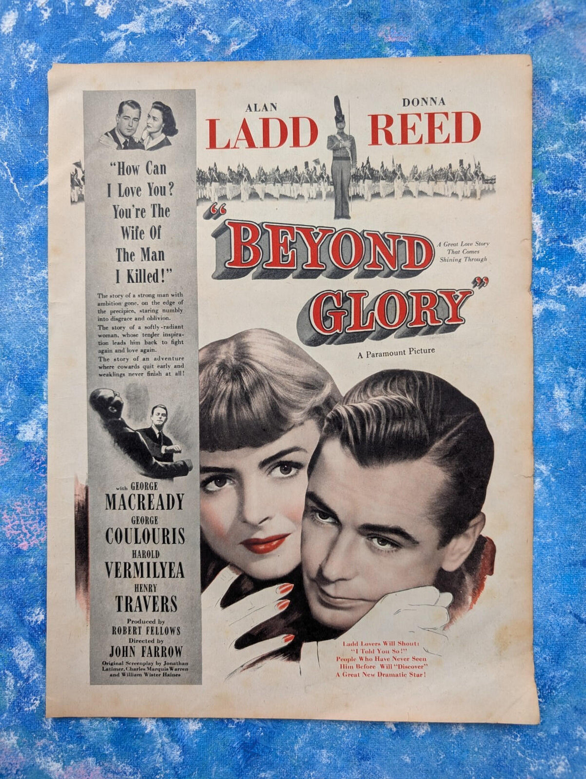 Beyond Glory 1948 Alan Ladd/Donna Reed Movie Advertisement - See Details