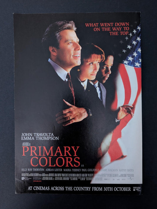 Primary Colors 1998 John Travolta Movie Cinema Release Advert - See Details