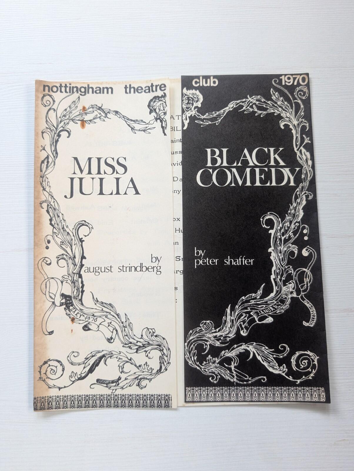 Miss Julia/Black Comedy - Nottingham Theatre Club Programme 1970