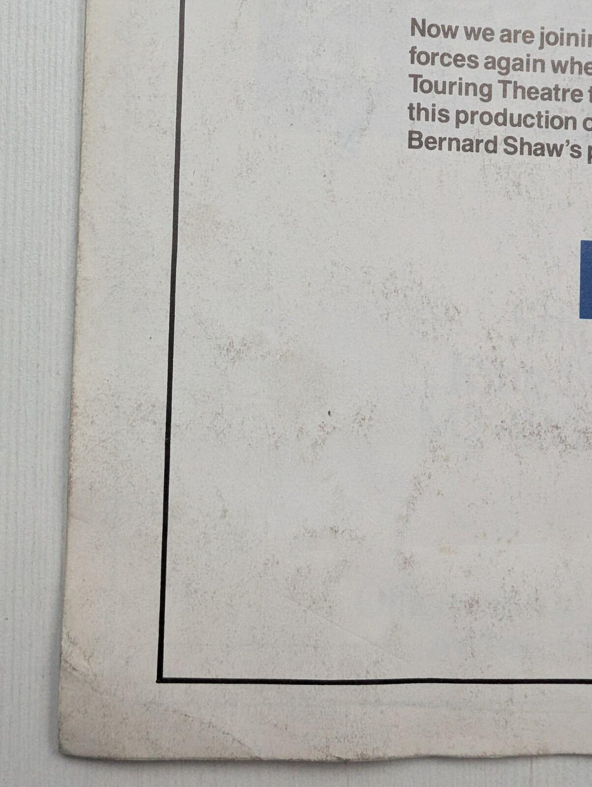 Bernard Shaw's Arms and The Man Royal Exchange Theatre Company Programme 1988