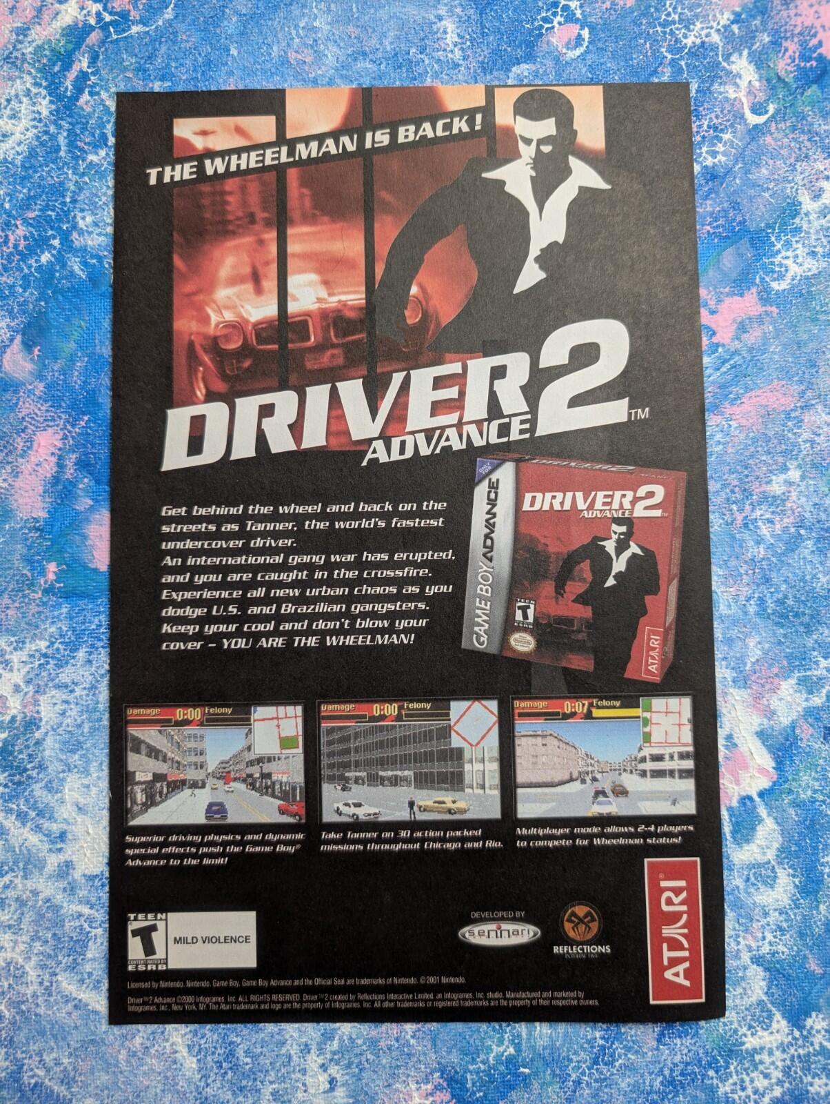 Driver 2 Advance Nintendo Gameboy Advance 2000 Advertisement - See Details