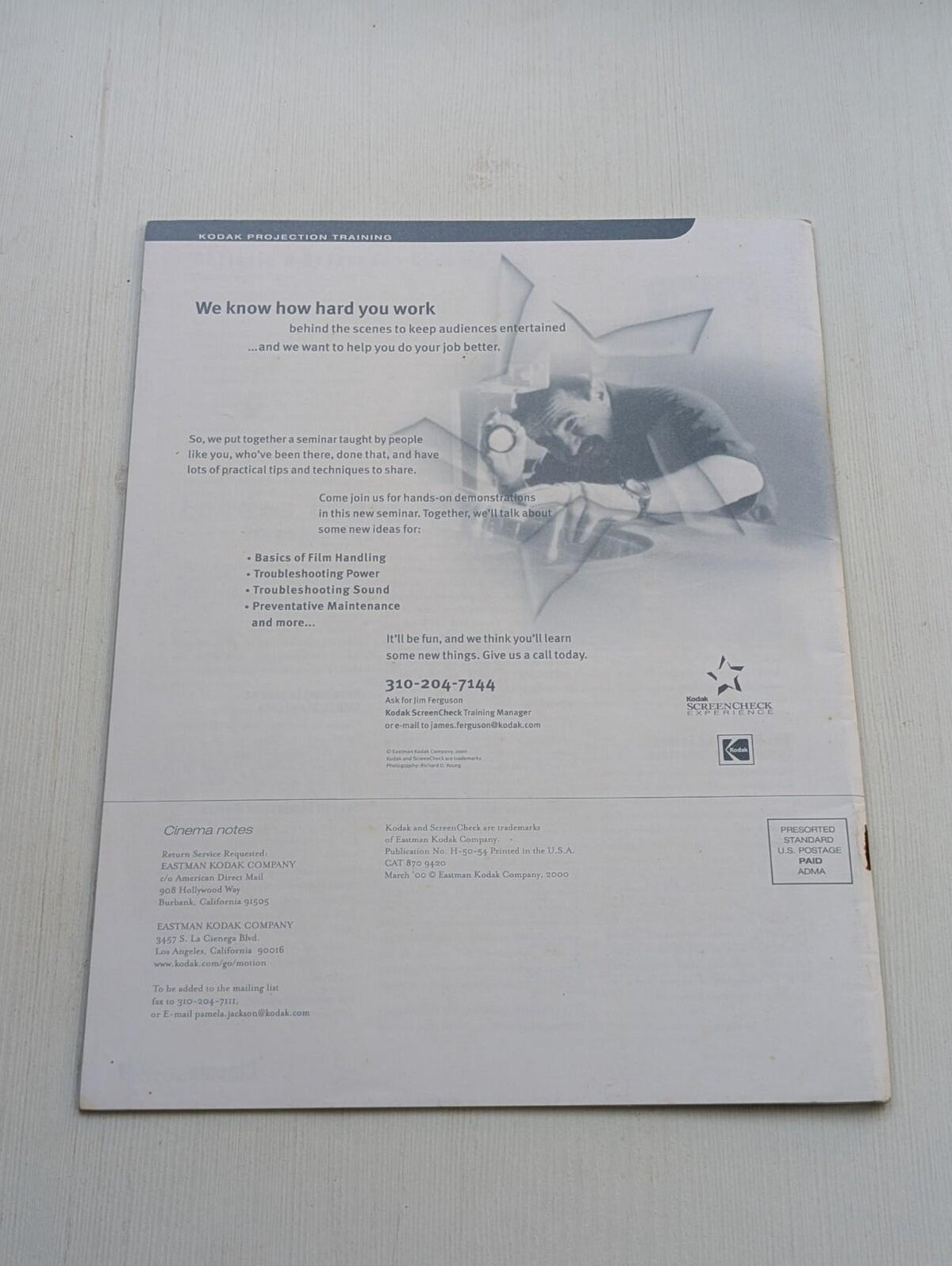 Kodak Cinema Notes Magazine March 2000 - The Future of Cinema