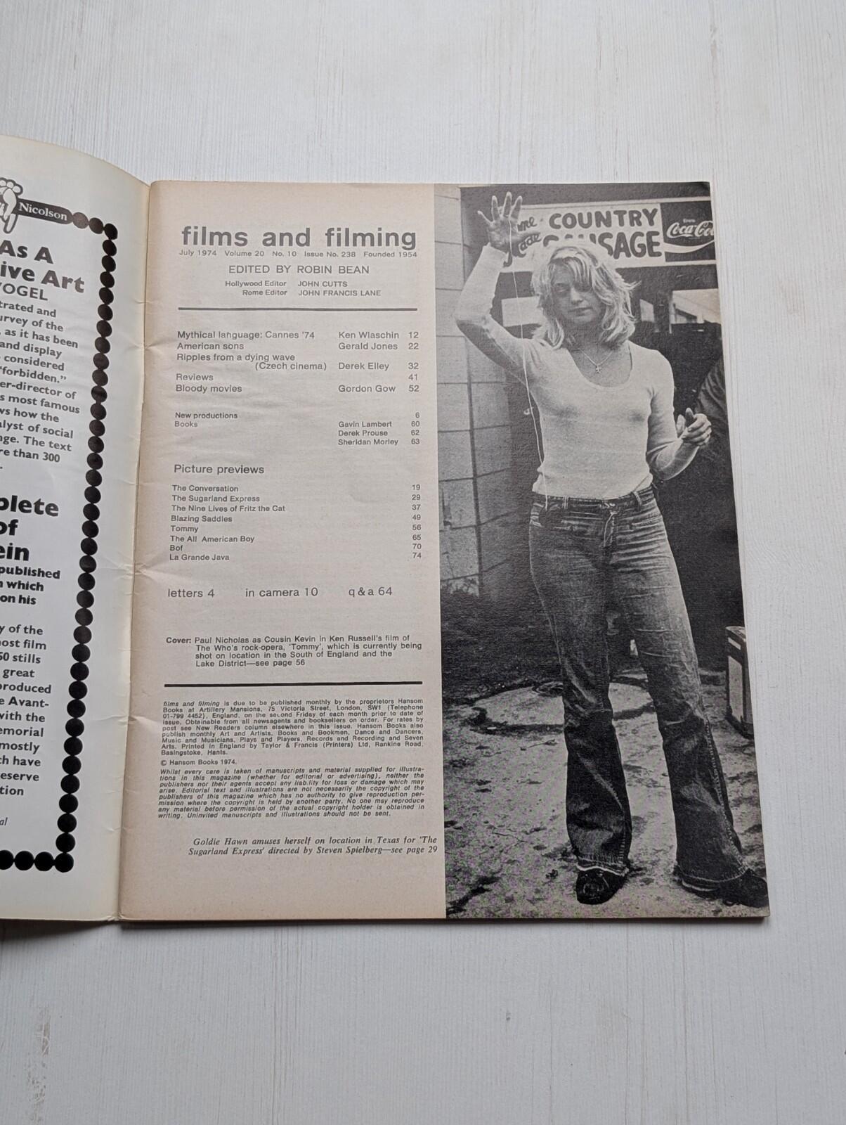 Film and Filming Vol. 20 No. 10 - Issue 238 July 1974, Paul Nicholas Tommy Cover