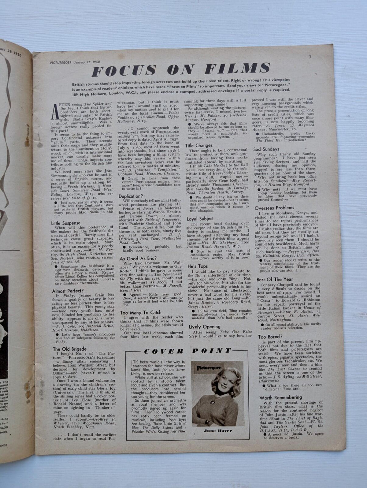 Picturegoer: The National Film Weekly January 28, 1950 - June Haver Cover
