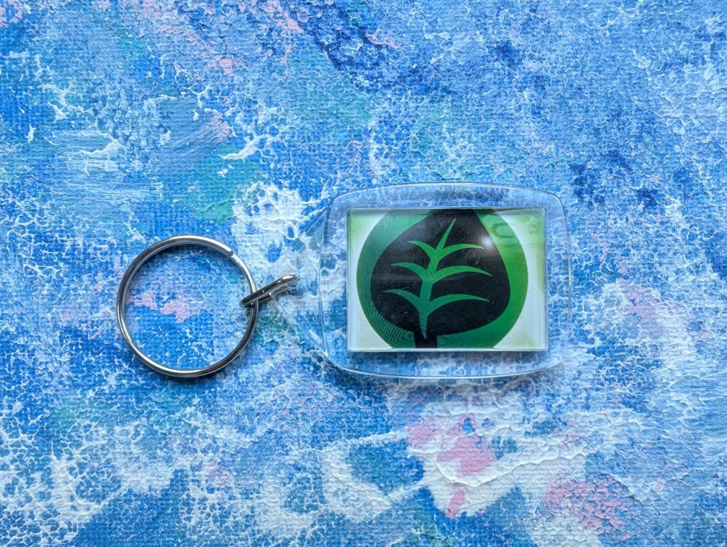 Hand-Crafted Bellossom Keyring - Made From Recycled Pokemon Cards