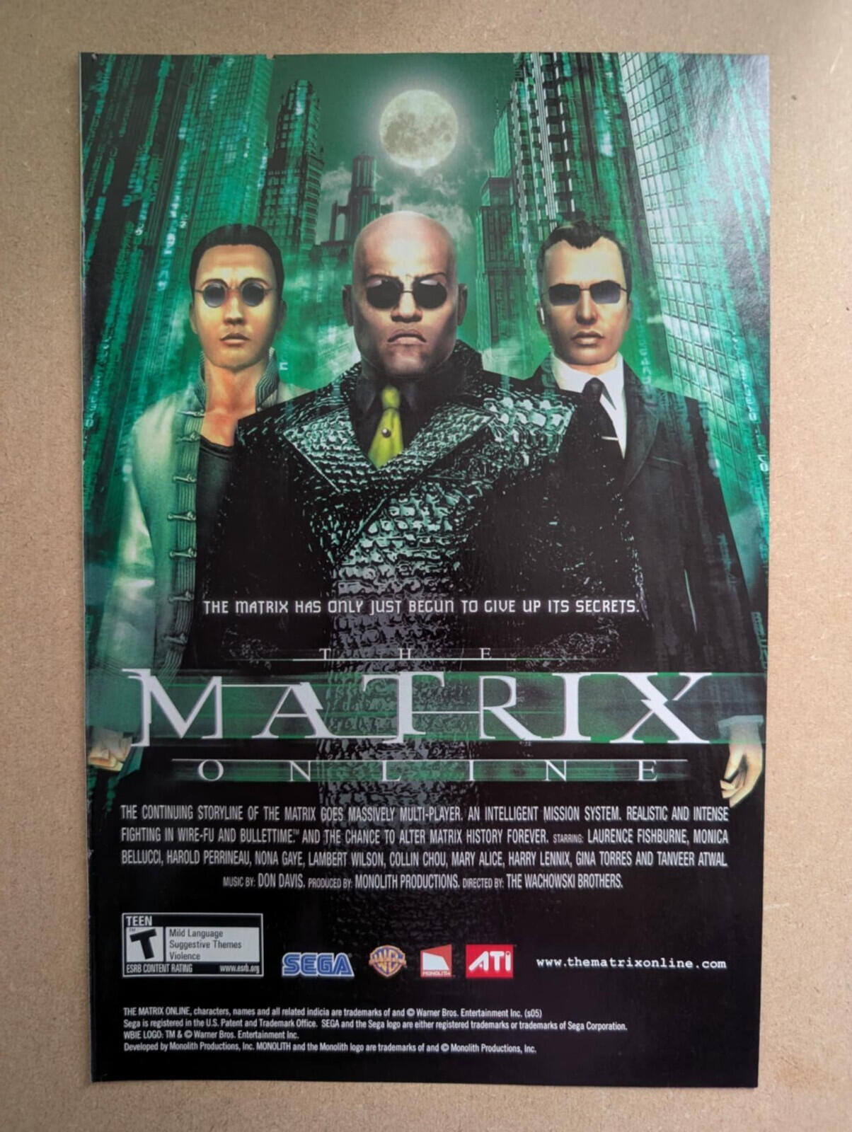 The Matrix Online Sega Game Advertisement - See Details
